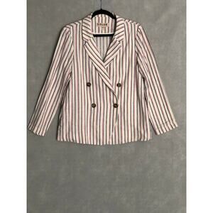 Dolan Double Breasted Blazer Anna Stripe Linen Blend Women's Small